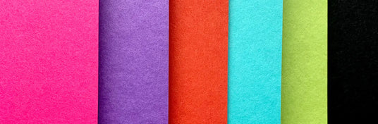 Color swatch with pink, purple, red, blue, green, and black.