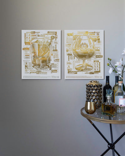 French Paper Wine - 16” x 20”  Gold-Foil Poster